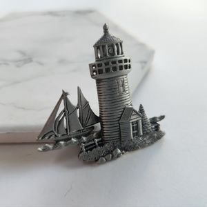 Jonette Jewelry Pewter Lighthouse Brooch/Pin